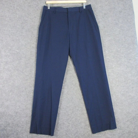 Club Monaco Men's Dress Pants Straight Leg Ankle Trouser Size 34 x 32 Navy 560 - Picture 1 of 13